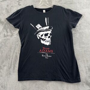 Bryan Adams The Bare Bones Tour T-Shirt Womens XL Skull Black Short Sleeve